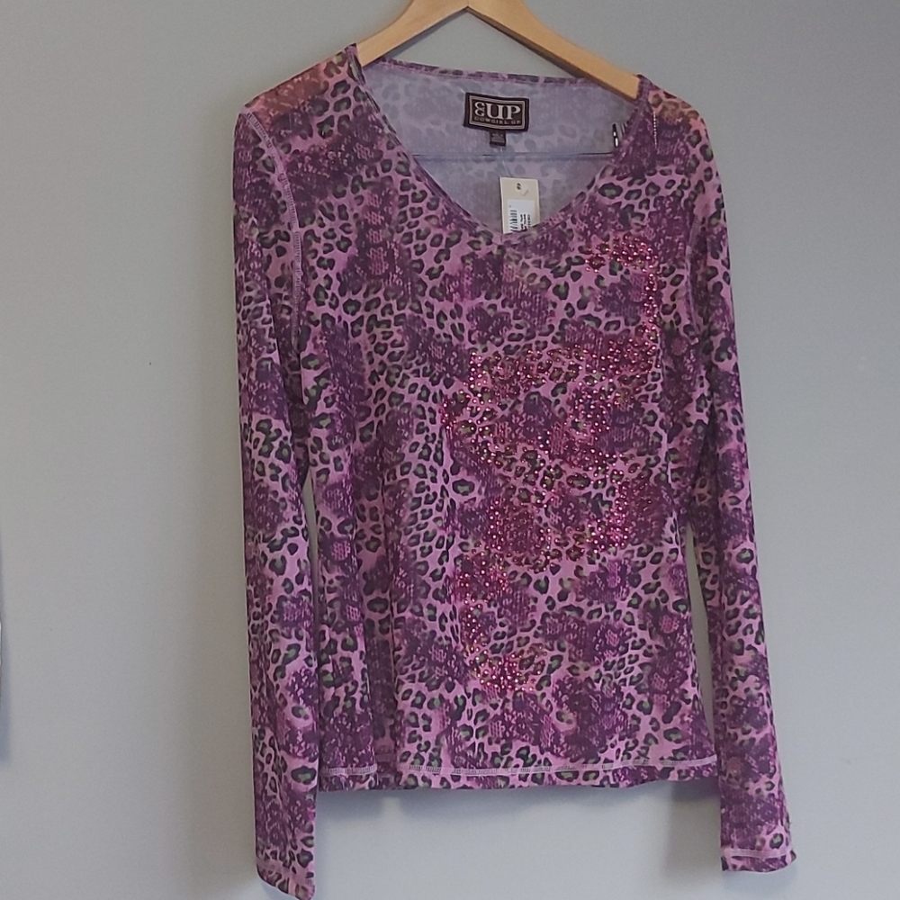 NWT Cowgirl up purple long sleeve top - Large